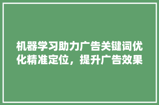 机器学习助力广告关键词优化精准定位，提升广告效果_机器学习广告关键词优化