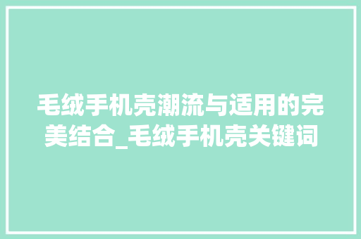 毛绒手机壳潮流与适用的完美结合_毛绒手机壳关键词优化