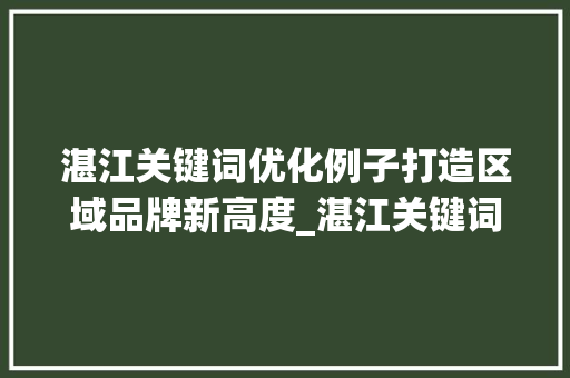湛江关键词优化例子打造区域品牌新高度_湛江关键词优化例子