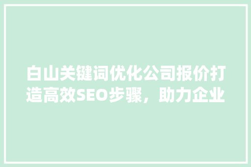 白山关键词优化公司报价打造高效SEO步骤，助力企业腾飞_白山关键词优化公司报价