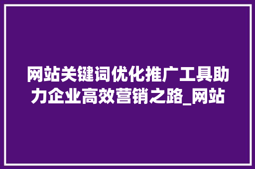 网站关键词优化推广工具助力企业高效营销之路_网站关键词优化推广工具