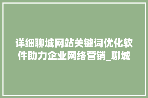 详细聊城网站关键词优化软件助力企业网络营销_聊城网站关键词优化软件