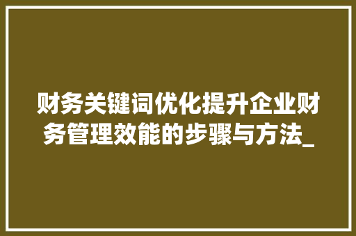 财务关键词优化提升企业财务管理效能的步骤与方法_财务关键词优化标题工具