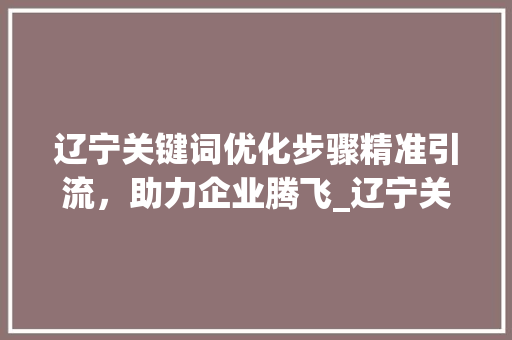 辽宁关键词优化步骤精准引流，助力企业腾飞_辽宁关键词优化如何引流