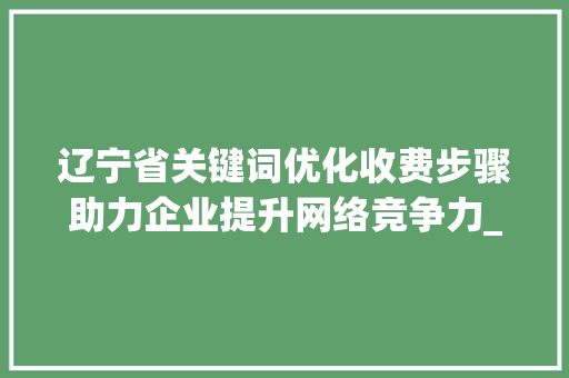 辽宁省关键词优化收费步骤助力企业提升网络竞争力_辽宁关键词优化收费