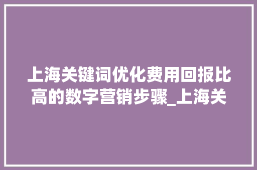 上海关键词优化费用回报比高的数字营销步骤_上海关键词优化费用