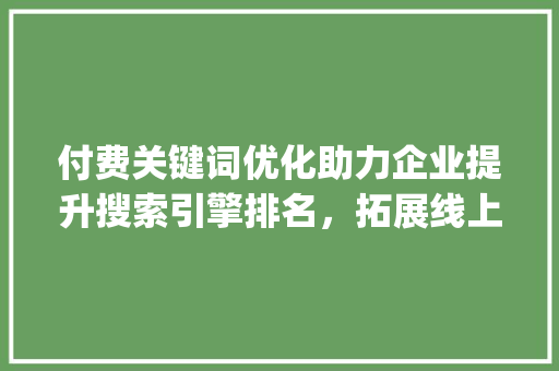 付费关键词优化助力企业提升搜索引擎排名，拓展线上市场_付费关键词优化有用吗
