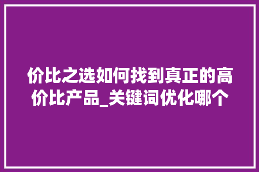 价比之选如何找到真正的高价比产品_关键词优化哪个价比高