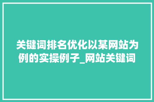 关键词排名优化以某网站为例的实操例子_网站关键词排名优化例子