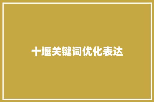 十堰关键词优化表达