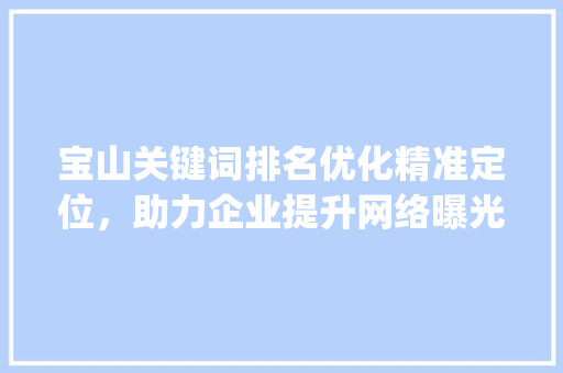 宝山关键词排名优化精准定位，助力企业提升网络曝光度_宝山关键词排名优化价格