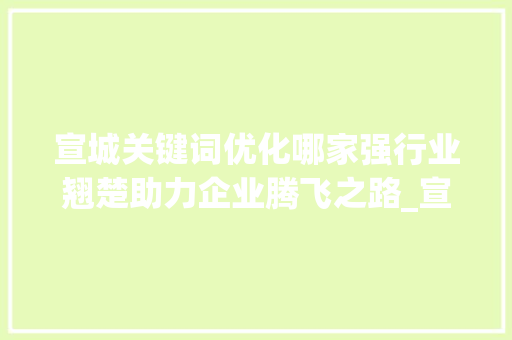 宣城关键词优化哪家强行业翘楚助力企业腾飞之路_宣城关键词优化哪家不错