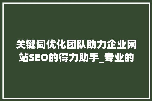 关键词优化团队助力企业网站SEO的得力助手_专业的关键词优化团队