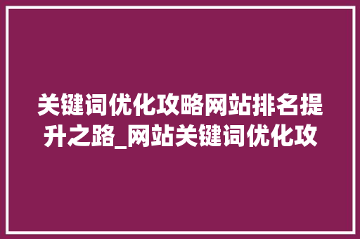 关键词优化攻略网站排名提升之路_网站关键词优化攻略排名