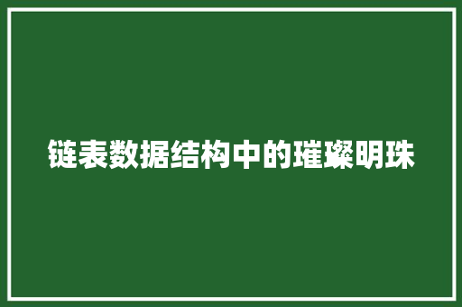 链表数据结构中的璀璨明珠