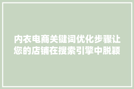 内衣电商关键词优化步骤让您的店铺在搜索引擎中脱颖而出_内衣如何搜索关键词优化