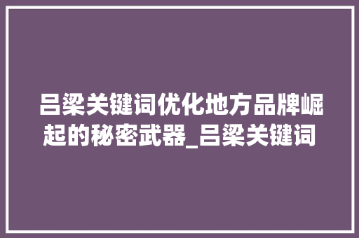 吕梁关键词优化地方品牌崛起的秘密武器_吕梁关键词优化哪家强