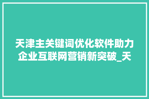 天津主关键词优化软件助力企业互联网营销新突破_天津主关键词优化软件