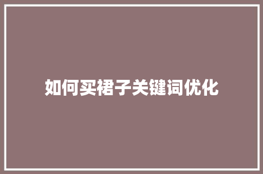 如何买裙子关键词优化