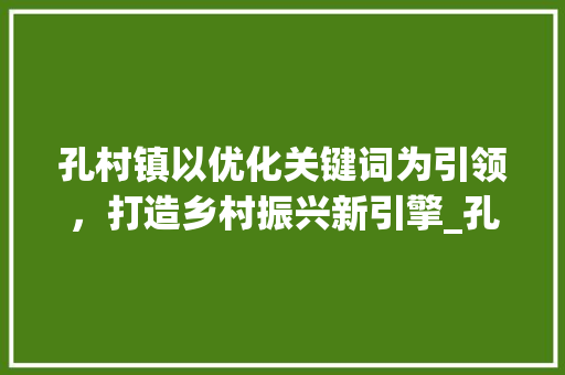 孔村镇以优化关键词为引领，打造乡村振兴新引擎_孔村镇优化关键词