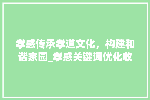 孝感传承孝道文化，构建和谐家园_孝感关键词优化收费