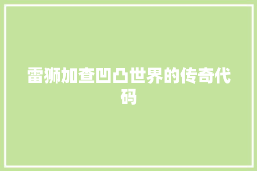 雷狮加查凹凸世界的传奇代码