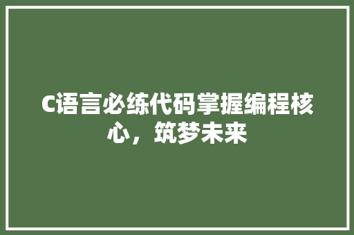 C语言必练代码掌握编程核心，筑梦未来