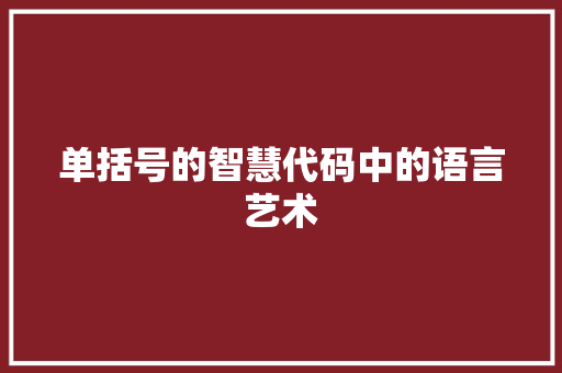 单括号的智慧代码中的语言艺术