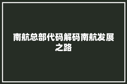 南航总部代码解码南航发展之路