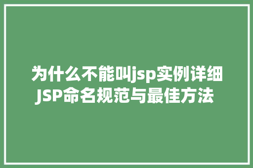 为什么不能叫jsp实例详细JSP命名规范与最佳方法