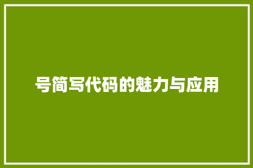 号简写代码的魅力与应用