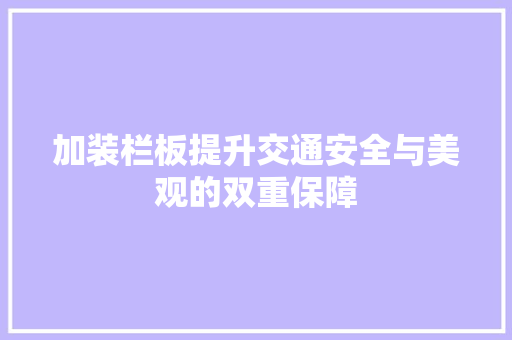 加装栏板提升交通安全与美观的双重保障