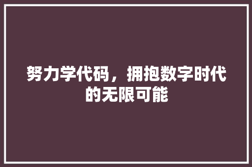 努力学代码，拥抱数字时代的无限可能