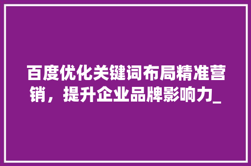 百度优化关键词布局精准营销，提升企业品牌影响力_百度优化关键词布局