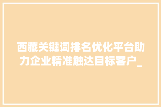 西藏关键词排名优化平台助力企业精准触达目标客户_西藏关键词排名优化平台