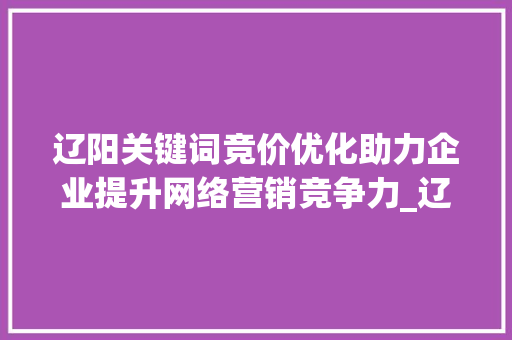 辽阳关键词竞价优化助力企业提升网络营销竞争力_辽阳关键词竞价优化公司