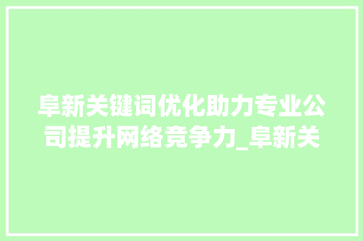 阜新关键词优化助力专业公司提升网络竞争力_阜新关键词优化专业公司