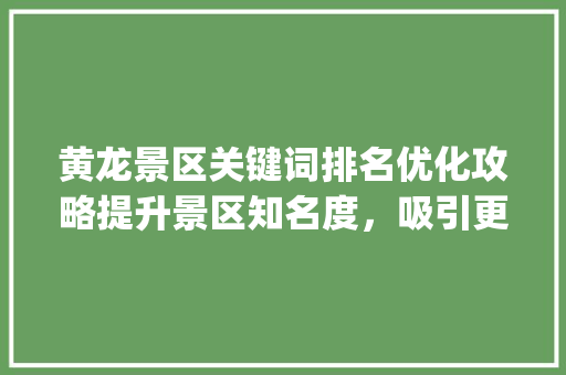 黄龙景区关键词排名优化攻略提升景区知名度，吸引更多游客_黄龙网站关键词排名优化