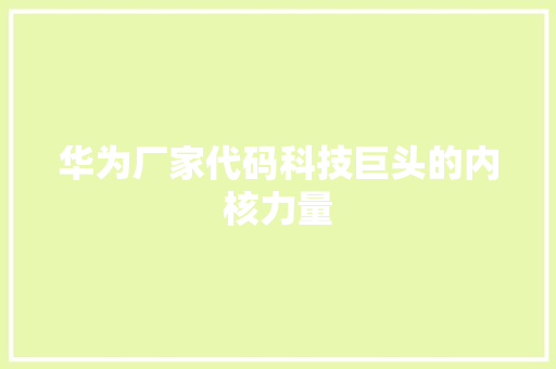 华为厂家代码科技巨头的内核力量