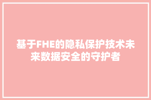 基于FHE的隐私保护技术未来数据安全的守护者