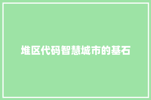 堆区代码智慧城市的基石