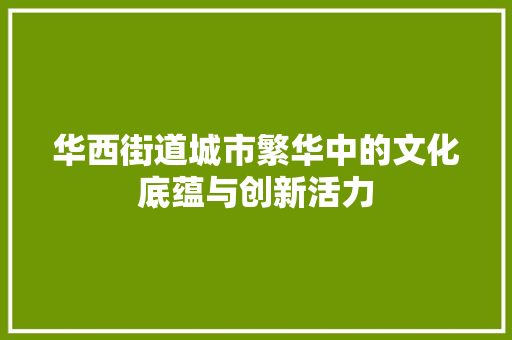 华西街道城市繁华中的文化底蕴与创新活力