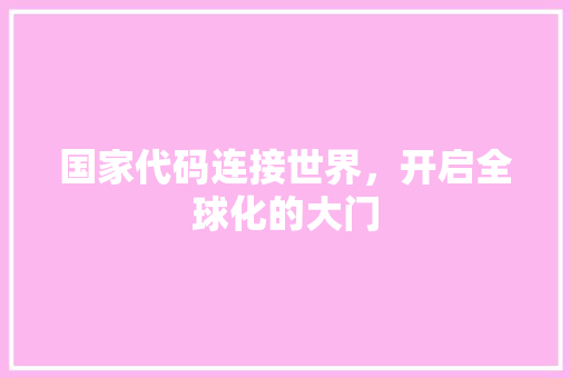 国家代码连接世界，开启全球化的大门