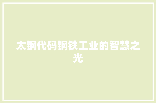 太钢代码钢铁工业的智慧之光