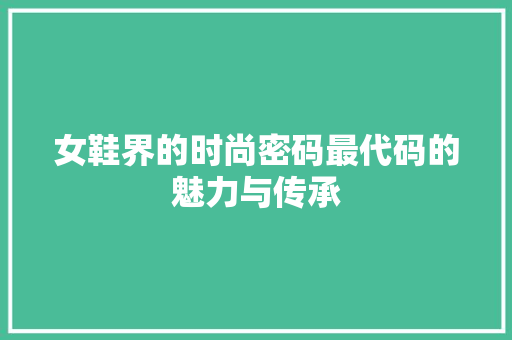 女鞋界的时尚密码最代码的魅力与传承