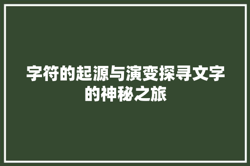 字符的起源与演变探寻文字的神秘之旅