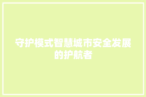 守护模式智慧城市安全发展的护航者