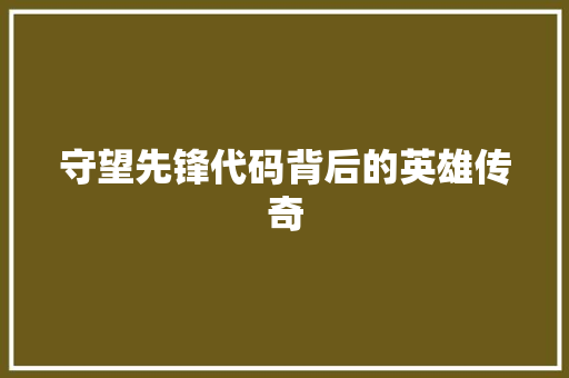 守望先锋代码背后的英雄传奇