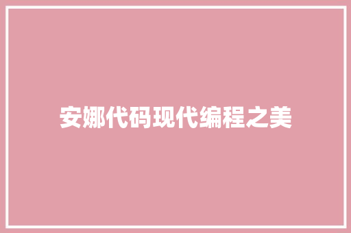 安娜代码现代编程之美