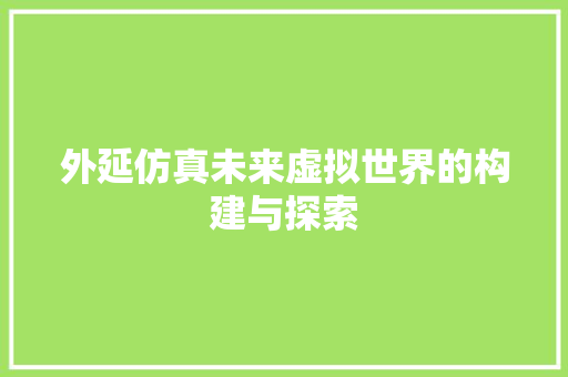 外延仿真未来虚拟世界的构建与探索